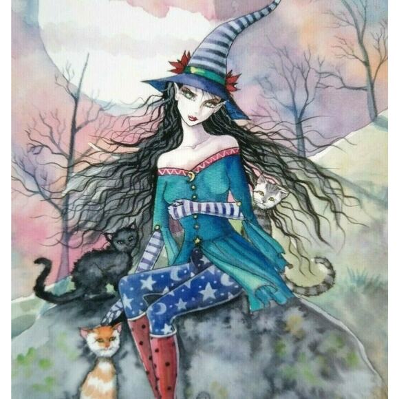 Halloween Postcard Molly Harrison Modern Gothic Witch Fantasy 2005 Limited To 33 - Picture 1 of 4
